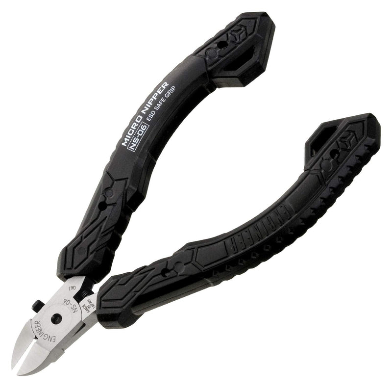 ENGINEER NS-06 Precision Mini Side Cutter, Micro Nippers, Professional Grade, ESD Safe with Hardened Carbon Steel Undercut Jaws ideal for work on PCB 112 mm