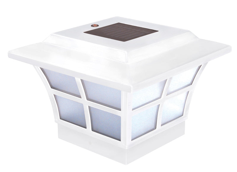 Classy Caps SL079W 4X4 White PVC Prestige Solar Post Cap, 4" x 4"
