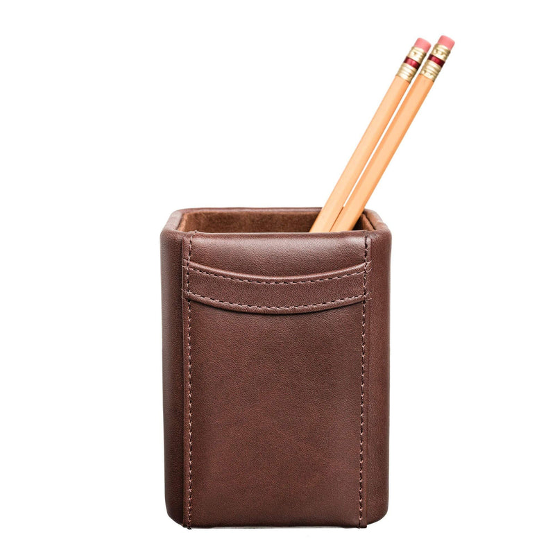 Dacasso Chocolate Brown Leather Pencil Cup