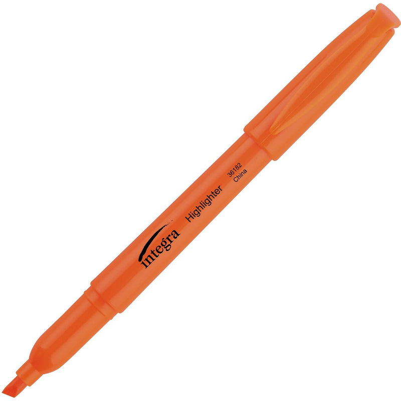 Integra 36182 Pen Style Highlighter, Chisel Tip, 12/PK, Fluorescent Orange