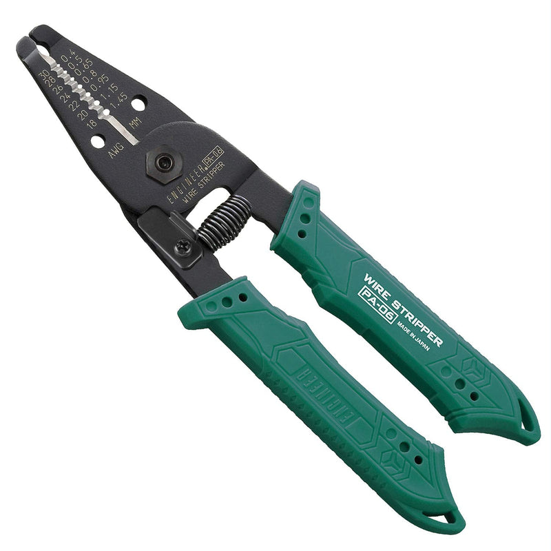 precision wire strippers for thin gauge wire, professional grade, super sharp carbon steel jaws. Made in Japan. ENGINEER pa-06