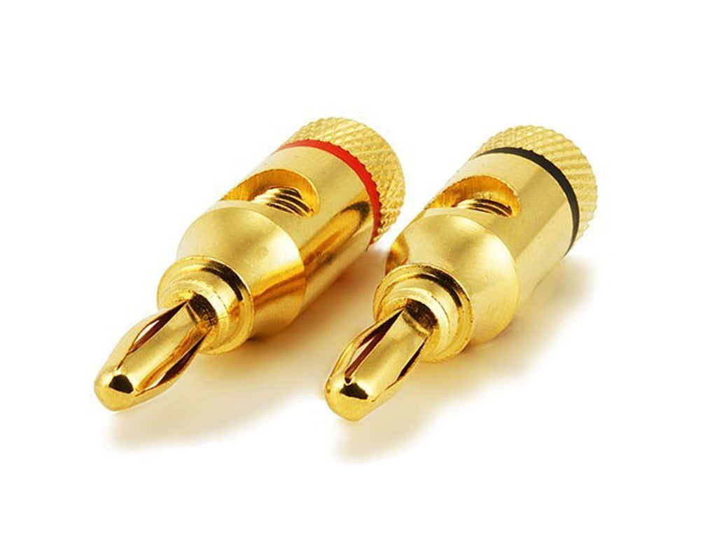 Monoprice 24k Gold Plated Speaker Banana Plugs, Open Screw Type (1 Pair) 1 Pack