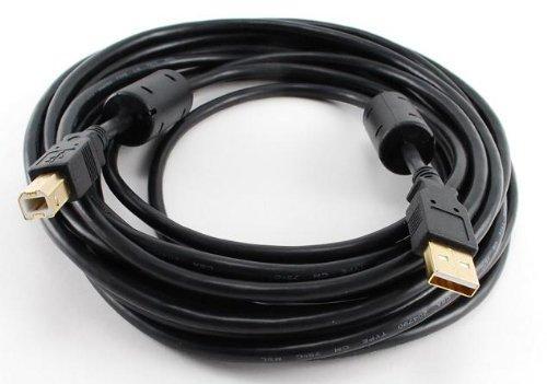 Cablesonline, 20 Feet Hi-Speed USB 2.0 A-Male to B-Male Cable with Two Ferrite Cores, 20-awg, Gold Plated, Black, (Usb2-ab20k)