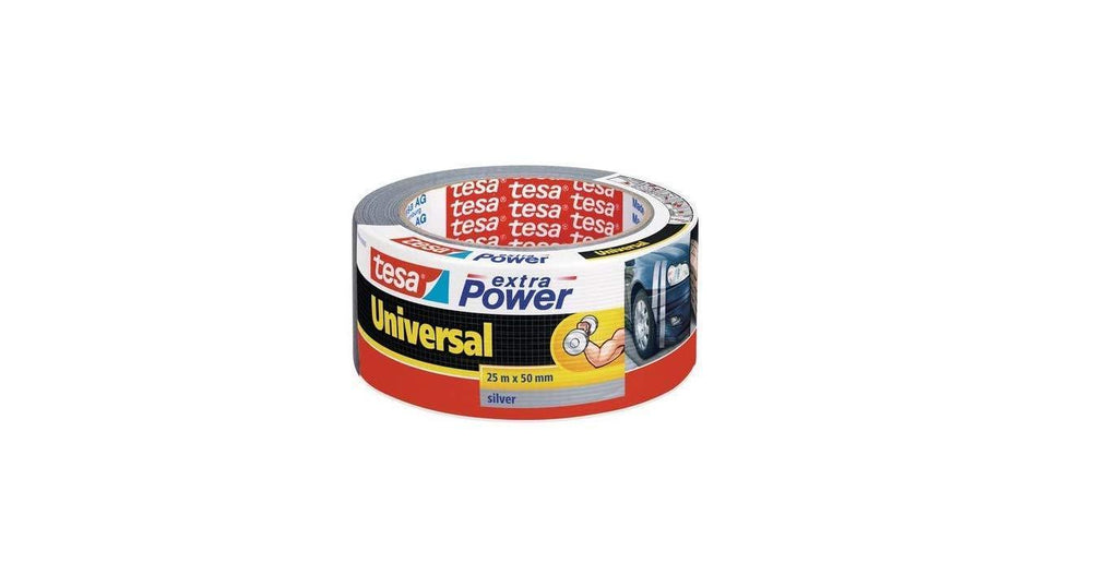 tesa Extra Power Duct Tape - Grey/Silver Waterproof Gaffer Tape for Repairing, 25 m x 50 mm 25mx50mm