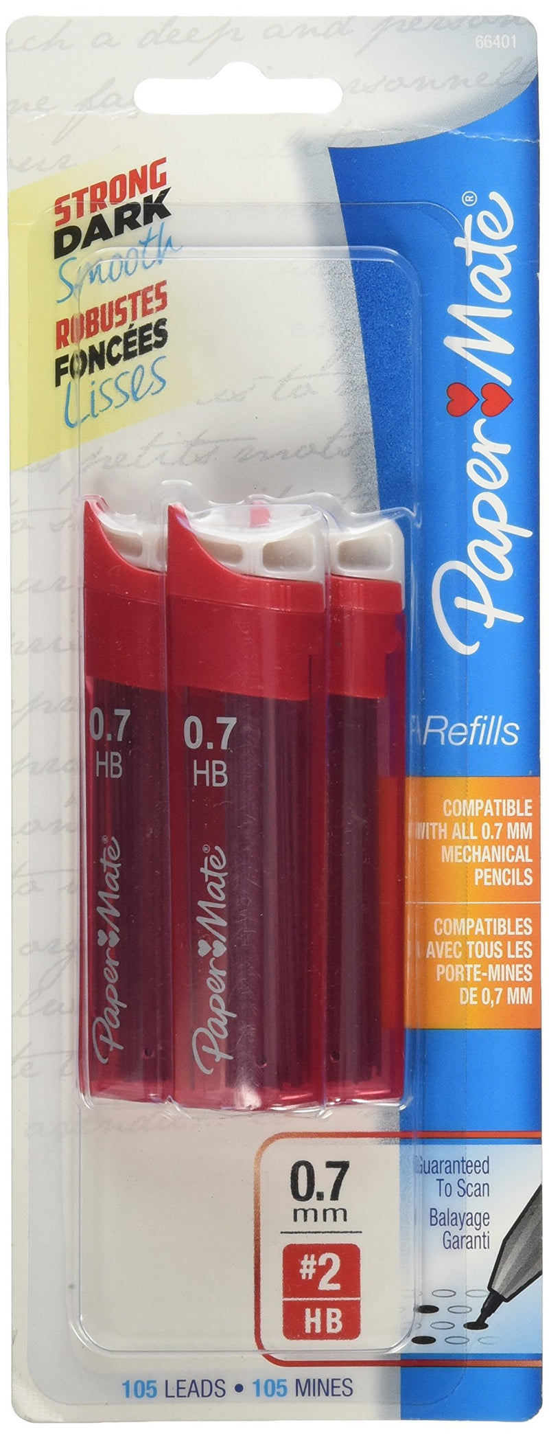 Paper Mate 66401PP Mechanical Pencil Refills, 0.7mm, HB #2, 105 Count Black