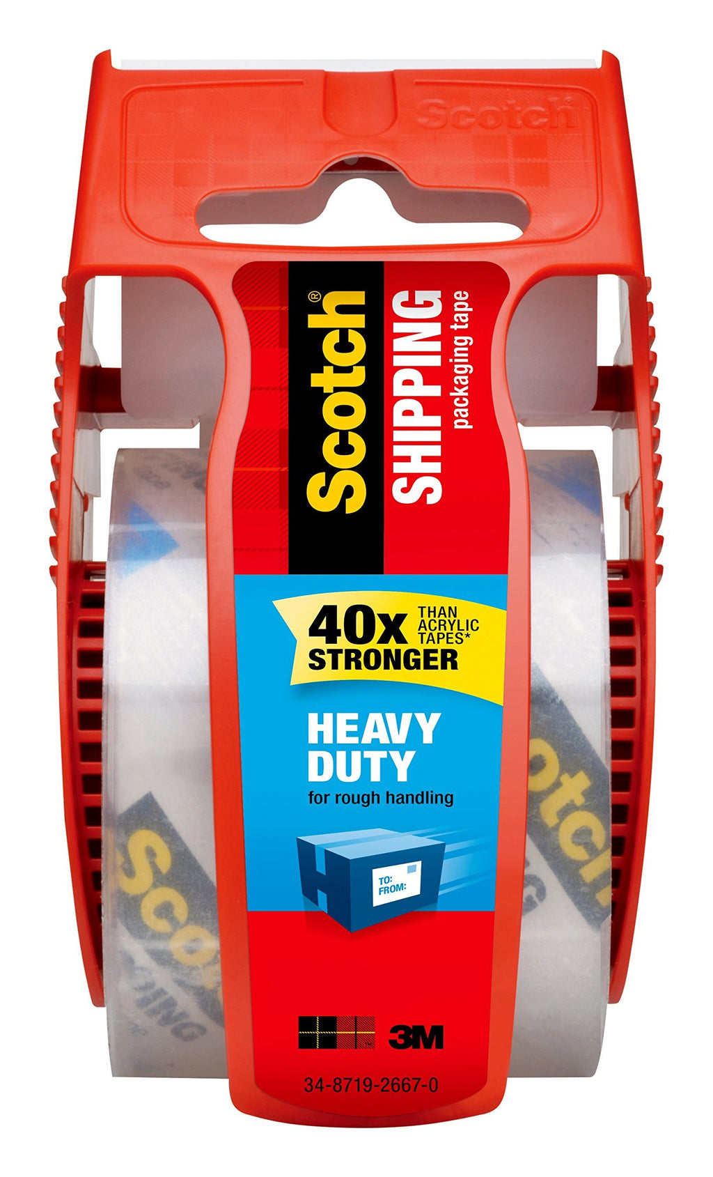 Scotch Heavy Duty Shipping Packaging Tape, 1.88"x 22.2 yd, 1 Dispensered Roll