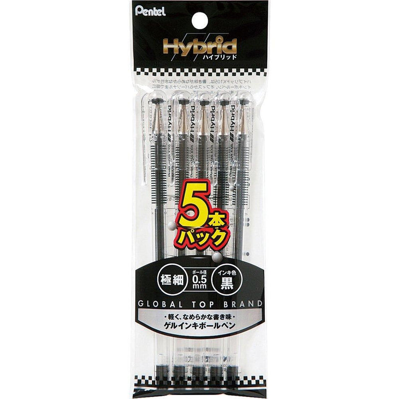 5 pack of Pentel XK105GA5 hybrid 0.5mm black (japan import)