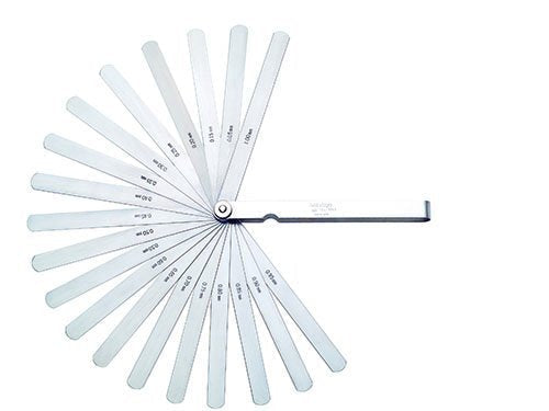 Mitutoyo 184-307S Thickness Feeler Gage Set, Straight Leaves, 0.03-0.5mm Thickness, 100mm Length, 13 Leaves