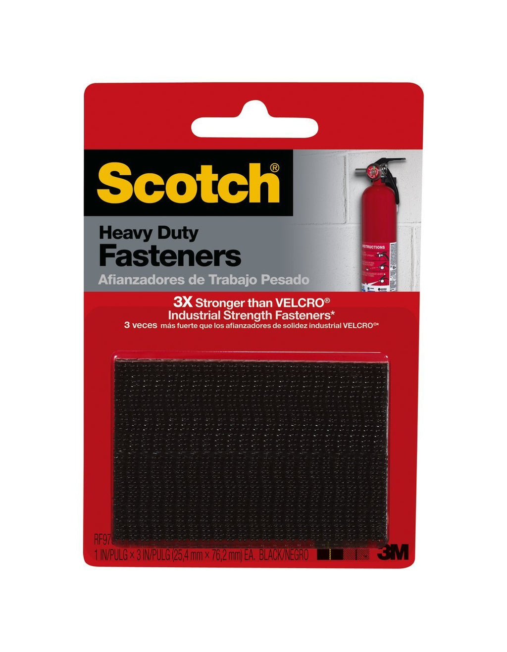 Scotch Heavy Duty Reclosable Fasteners, 1 in by 3 in, 2 Sets/Pack, 6-Packs Black 1"x3" 12 sets