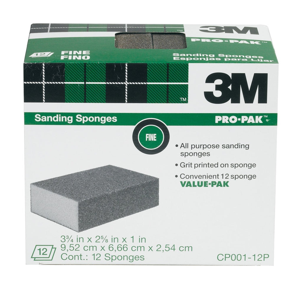 3M CP001-12P Sanding Sponge, Fine Grit, 12-Pack