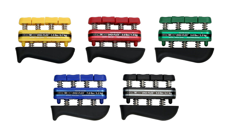 CanDo 10-0745 Digi-Flex Hand Exerciser, Set of 5, No Rack, Yellow through Black 5 Piece Set