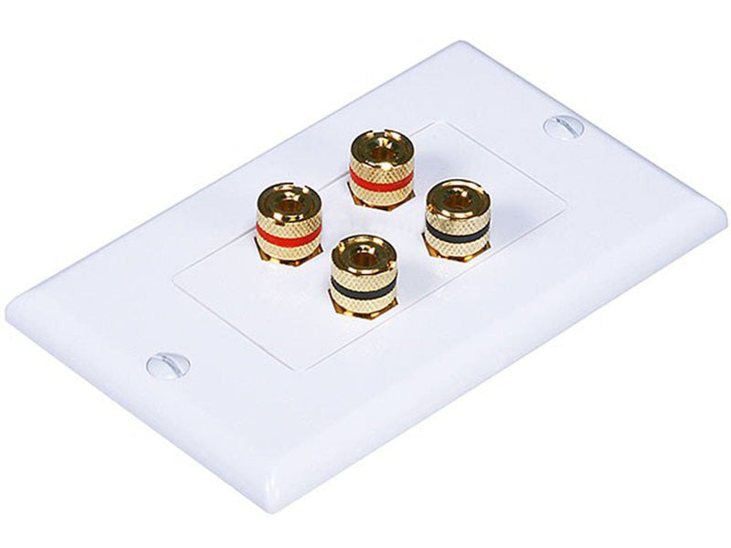 Monoprice High Quality Banana Binding Post Two-Piece Inset Wall Plate for 2 Speakers - Coupler Type 2 Speaker 2-Piece