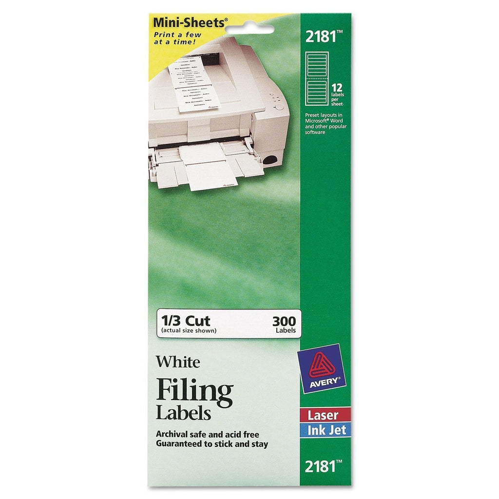 Avery Mini-Sheets Labels, 3.4735 x 0.66 Inches, White, 300 per Pack (2181)