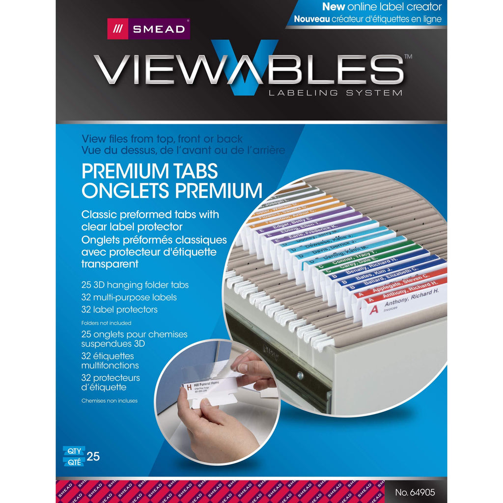 Smead, 64905, Viewables Color Labeling System, 1 1/4" Width x 3 1/2" Length, Assorted Colors, 25 Tabs/Pack, Sold As 1 Pack