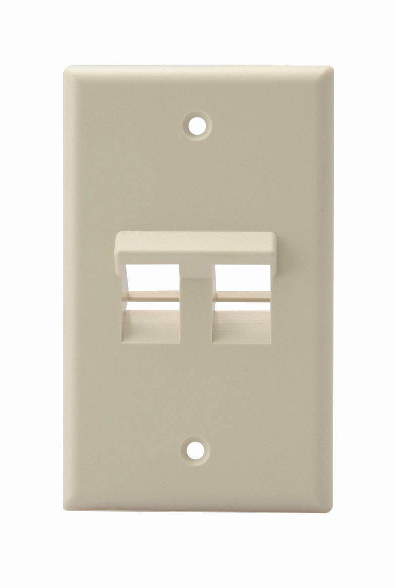 Leviton 41081-2IP Angled QuickPort Wallplate 2-Port, Single Gang, Ivory