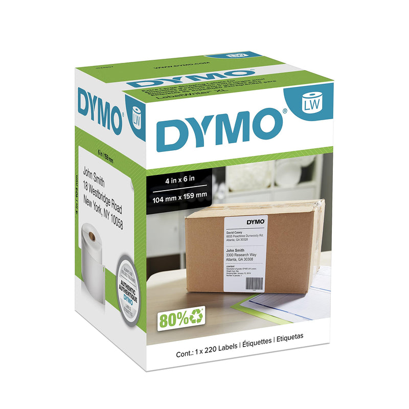 DYMO LabelWriter Shipping - Shipping Labels - Black on White - 4 in x 6 in - 220 Label(s) 1 Roll