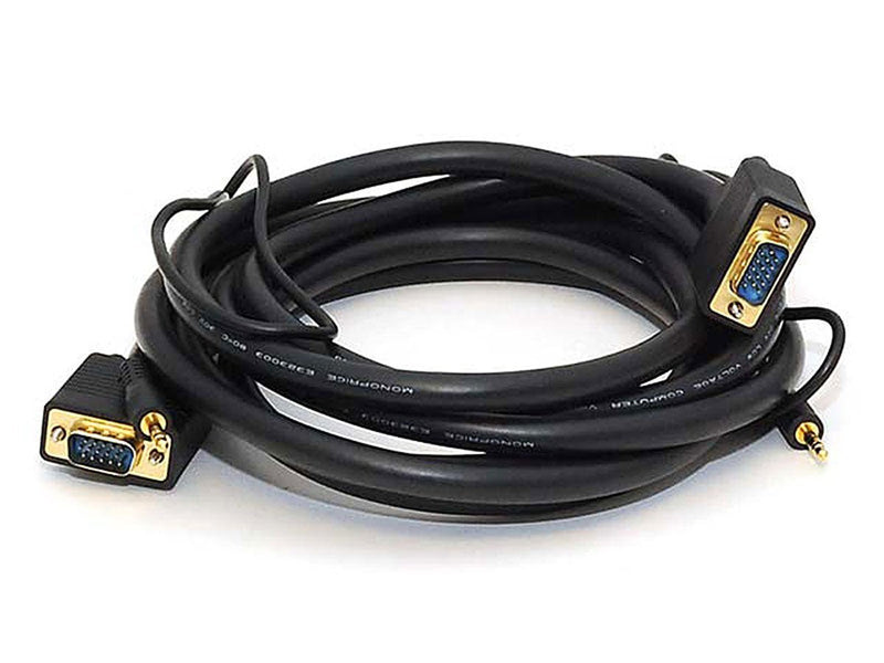 Monoprice 10-Feet VGA/SVGA Male-Male Monitor Cable with Stereo Audio and Triple Shielding 10 Feet