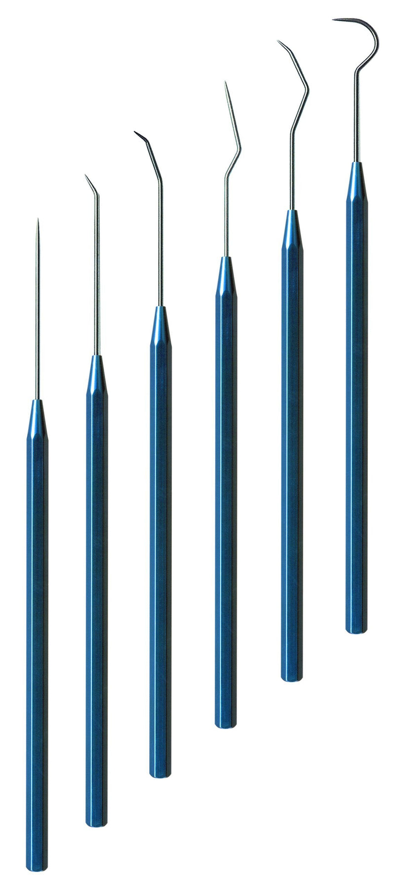 Moody Tools 55-1292 25mil 6-Piece Anodized Aluminum Precision Probe Set: Straight, Single, Short Double, Long Double, Triple and Hook Tips