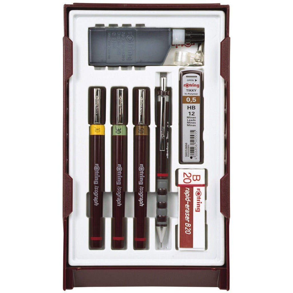 rOtring S0699370 Isograph Technical Drawing Pens, Set, 3-Pen College Set (.20-.50 mm),Brown 0.20 mm, 0.30 mm, 0.50 mm