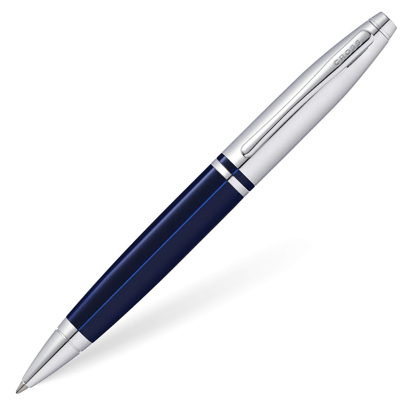 Cross Calais Chrome/Blue Lacquer Ballpoint Pen Blue/Chrome- Gift Box