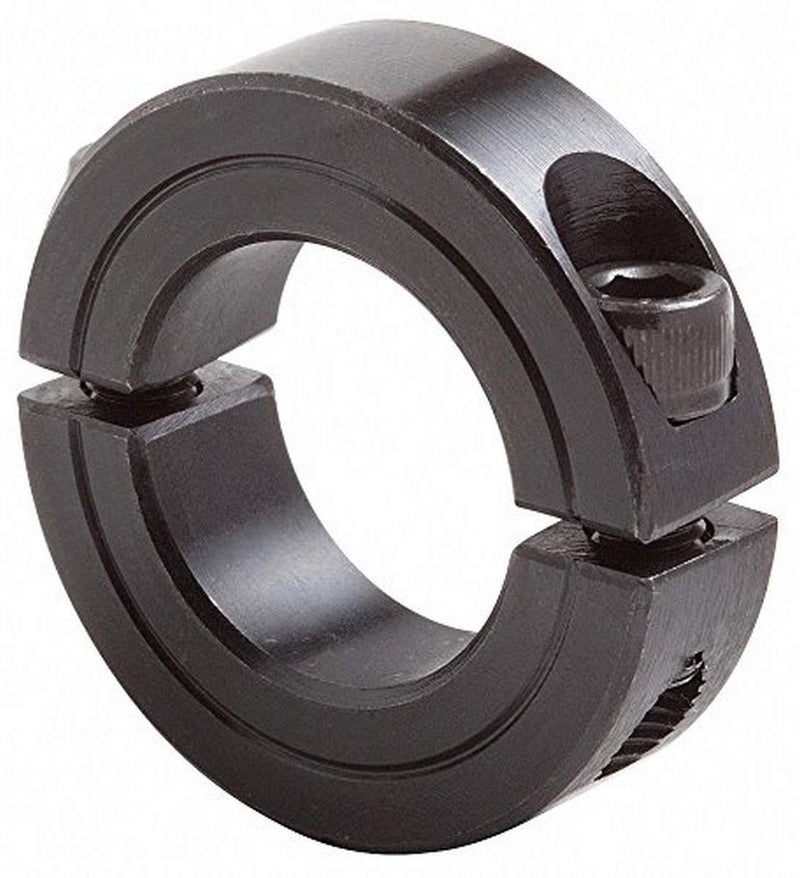 Climax Metal 2C-087 Steel Two-Piece Clamping Collar, Black Oxide Plating, 7/8" Bore Size, 1-5/8" OD, With 1/4-28 x 5/8 Set Screw