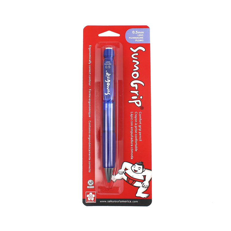 Sakura 50282 SumoGrip 0.5-mm Pencil with Eraser, Clear Blue 0.5mm Pencil