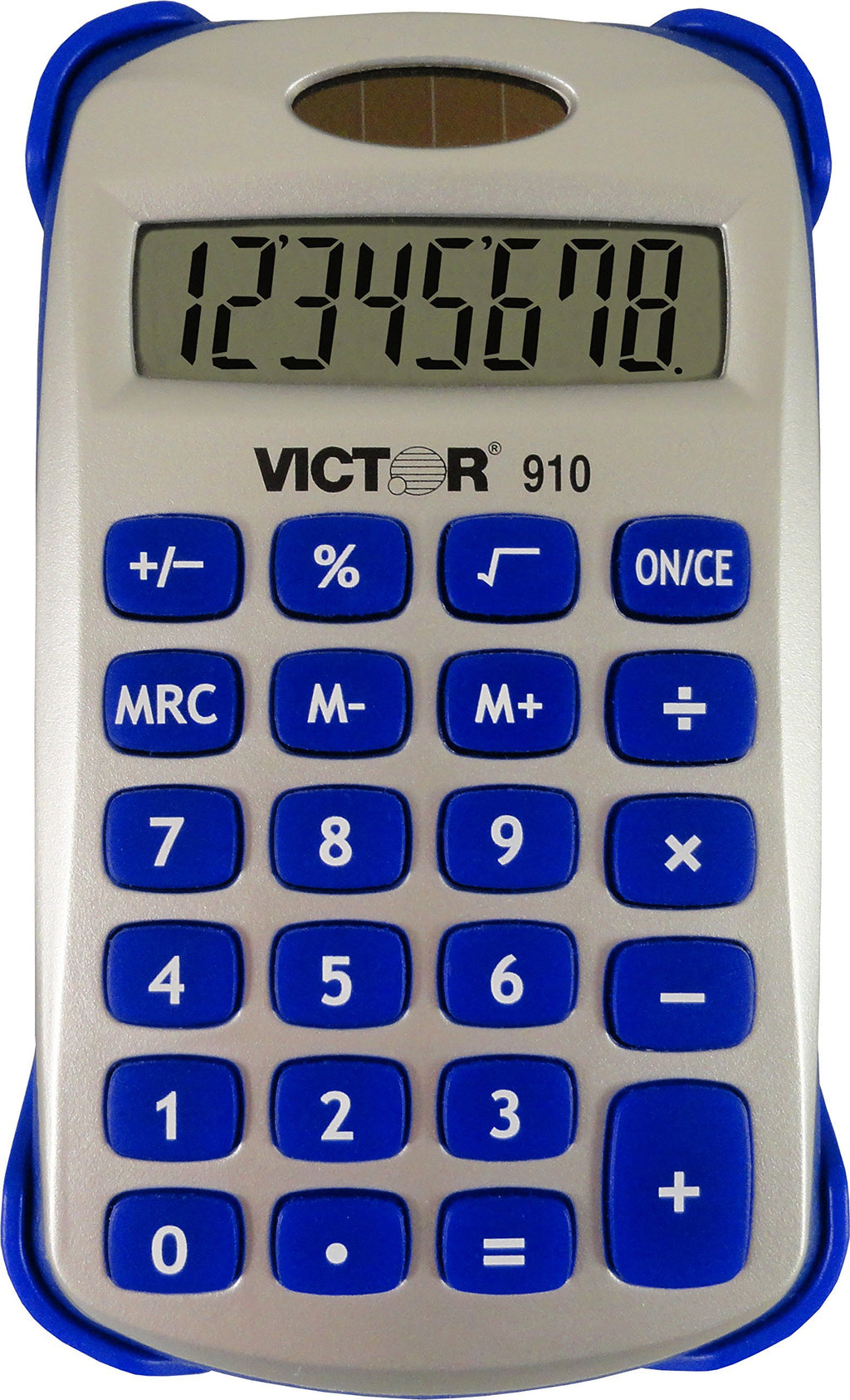 Victor 910 8-Digit Handheld Calculator with Cover, Battery and Solar Hybrid Powered LCD Display, Small Pocket Calculator for Students - Colors will vary ( Blue, Red or Green)