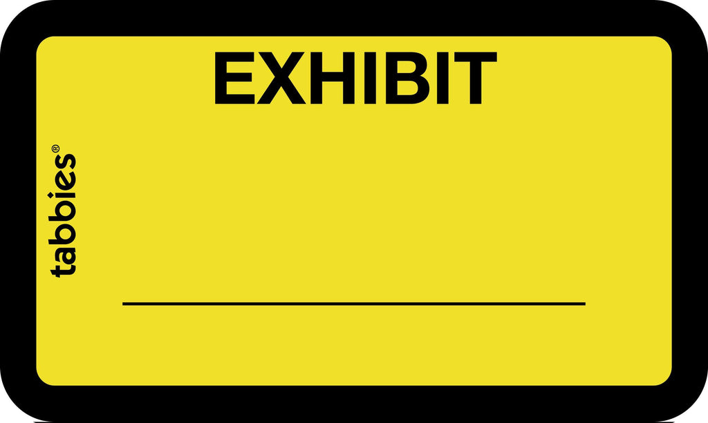 Tabbies Legal Exhibit Labels, Label: 1-5/8"W x 1"H, Sheet: 5-1/4"W x 3-1/4"H, Yellow,"Exhibit" 252 Labels/Pack (58090) Exhibit (Yellow)