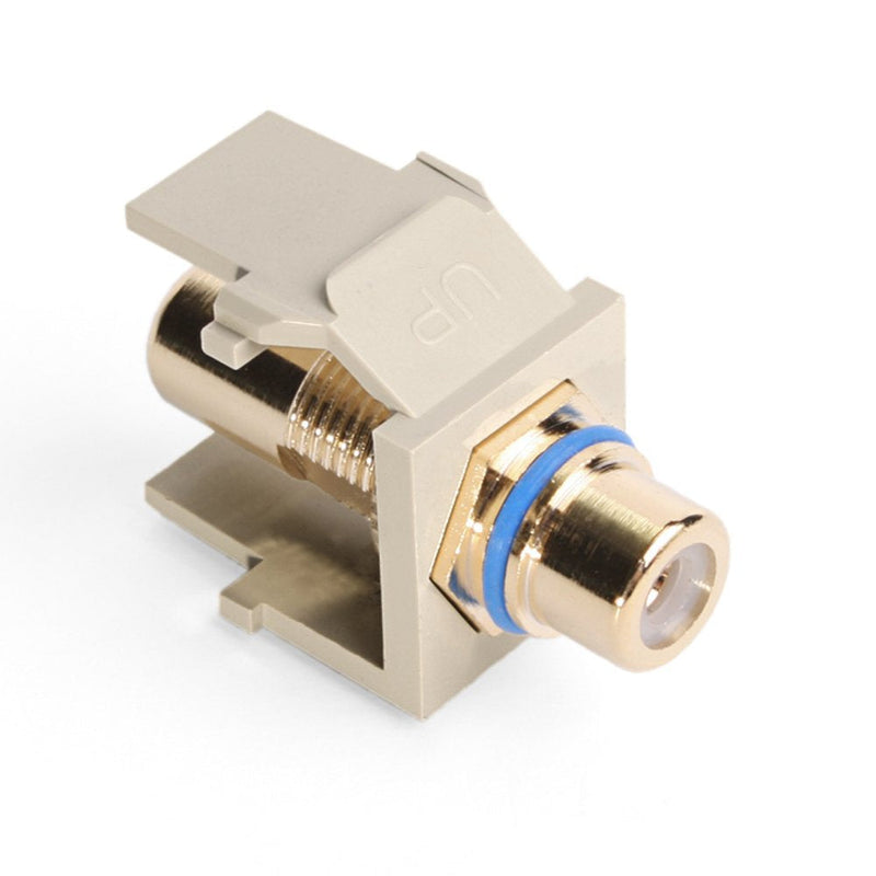 Leviton 40830-BIL QuickPort RCA, Gold-Plated Connector with Blue Stripe, Ivory