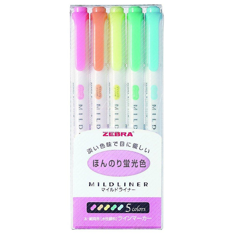 ZEBRA MILD LINER, Double Sided Highlighter, 5 Set (WKT7-5C) 1