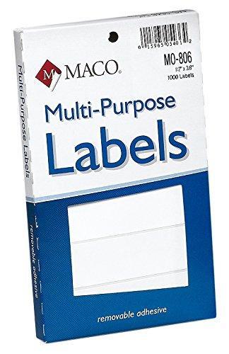 MACO White Oval Multi-Purpose Labels, 1/2 x 3/8 Inches, 1000 Per Box (MO-806)