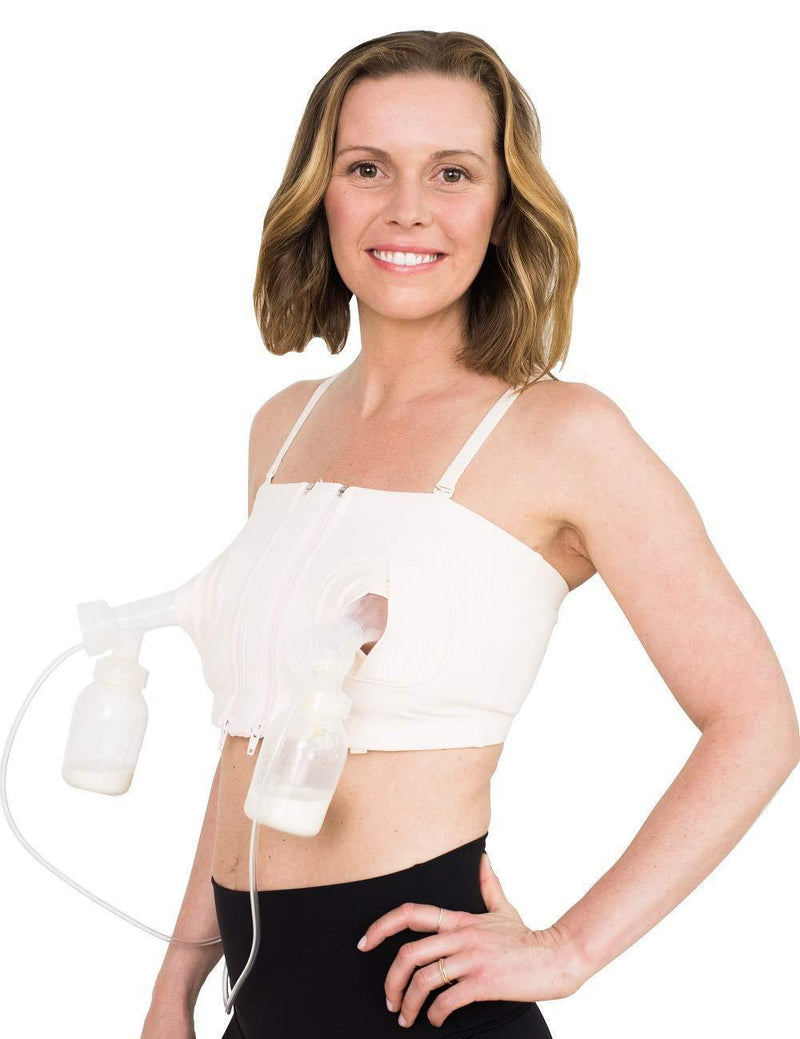 Simple Wishes L+ | Hands-Free Breast Pump Bra | Adjustable and Customizable Pumping Bra Fitting for Breastfeeding Pumps Soft Pink Large-XX-Large