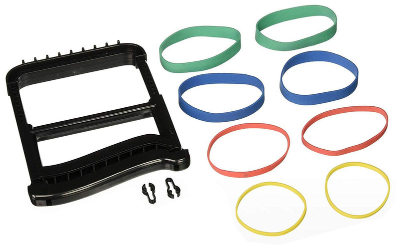 Sammons Preston-56573 Rolyan Basic Ergonomic Hand Exerciser, Strengthening Device for Fingers, Hands, and Thumbs, Comes with 4 Pairs of Graded Rubber Bands with Progressive Difficulty, Blue Plastic Handle