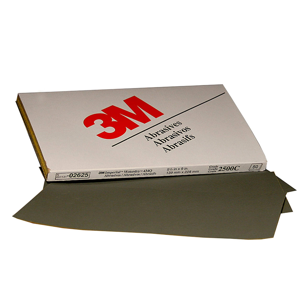 3M Wetordry Abrasive Sheet, 02625, 2500, heavy duty, 5 1/2 in x 9 in, 50 sheets per carton