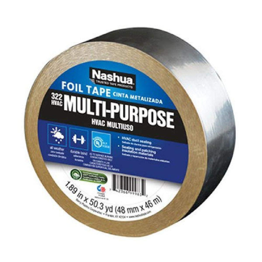 Nashua 322 HVAC Multi-Purpose Foil Tape, 46m Length, 48 mm Width, Aluminum 46 m Length