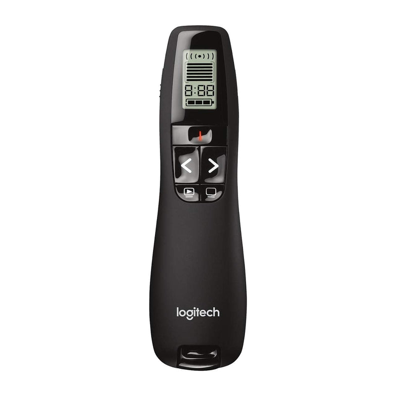 Logitech Professional Presenter R800, Wireless Presentation Clicker Remote with Green Laser Pointer and LCD Display, Black 5 buttons