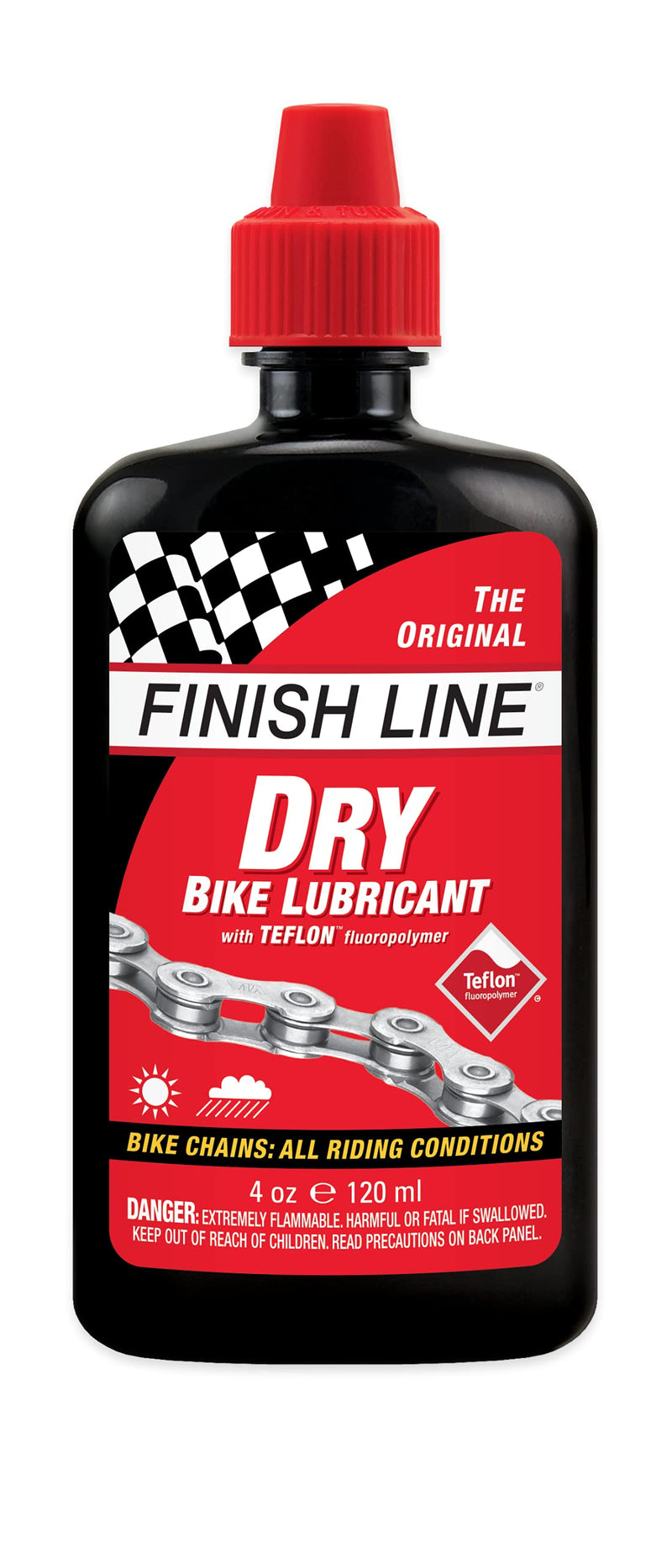 Finish Line Dry Bike Lubricant with Teflon 4 oz Squeeze Bottle