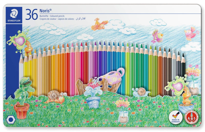 Staedtler Noris Colouring Pencils 145 SPM36 Sport Design Tin 36, Packaging may vary