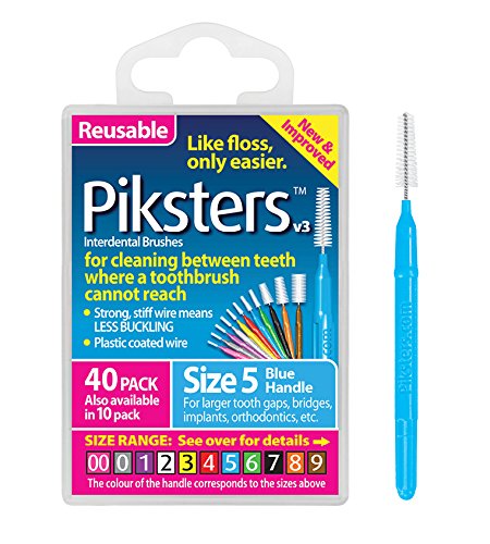 Piksters Interdental Brushes (40 Pack, Size 5 (Blue)) 40 Count (Pack of 1) Size 5 (Blue)
