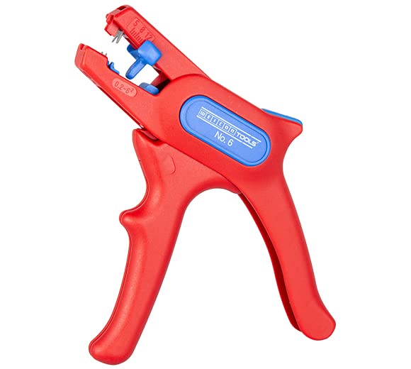 WEICON No. 6 - Automatic Wire Stripper | Approval up to 1000 Volt | VDE-tested | Stripper | Stripping tool | Stripping tool for round cables 24-10 AWG (0.2-6 mm²) | red | 100% Made in Germany