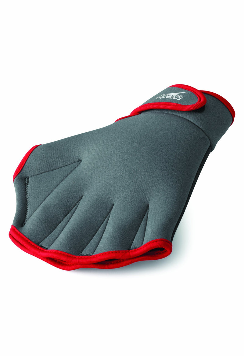Speedo Aqua Fit Swim Training Gloves Large Charcoal/Red