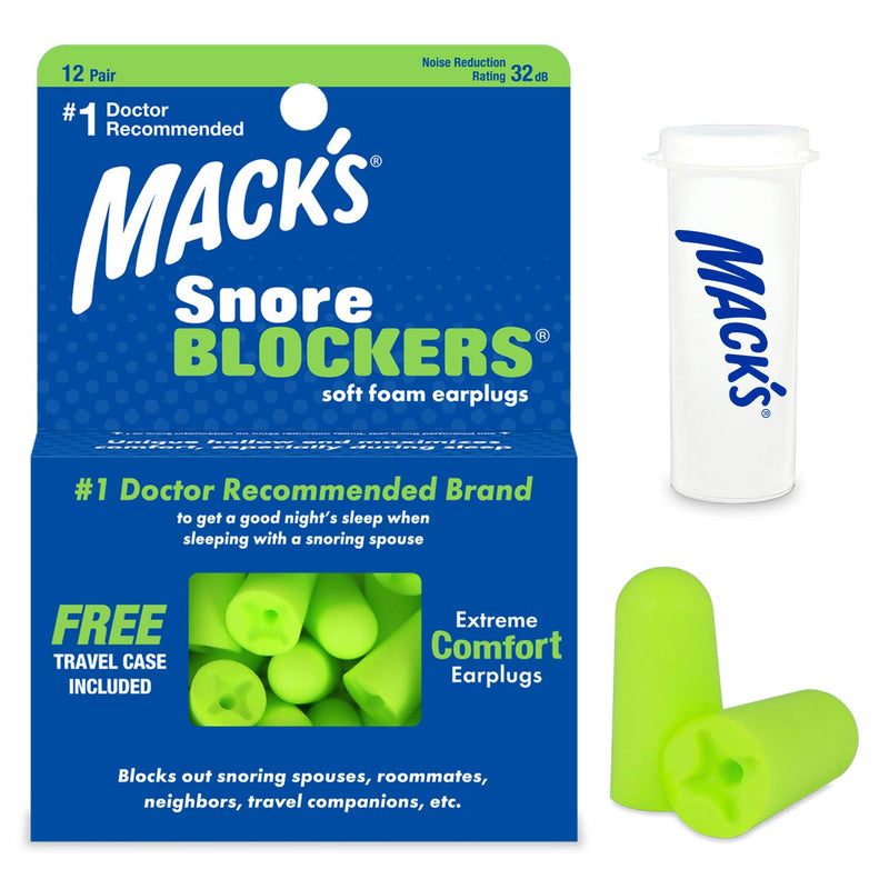 Mack’s Snore Blockers Soft Foam Earplugs, 12 Pair – 32 dB High NRR – Comfortable Ear Plugs for Sleeping, Snoring, Loud Noise and Travel