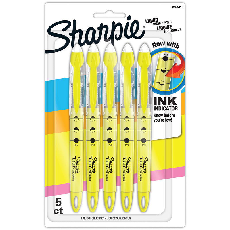 Sharpie 24527PP Accent Sharpie Pen-Style Highlighter, Yellow, 5-Pack 5-Count