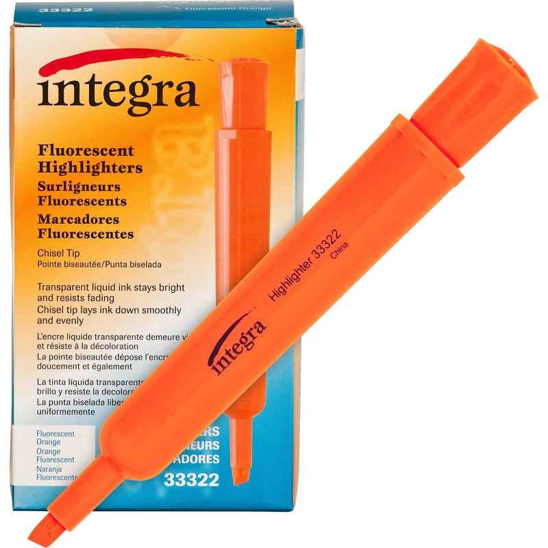 Integra Desk Highlighter, Chisel Tip, Fluorescent Orange (ITA33322)