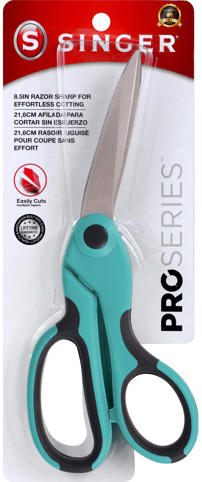 SINGER 00561 8-1/2-Inch ProSeries Heavy Duty Bent Sewing Scissors,Teal Teal