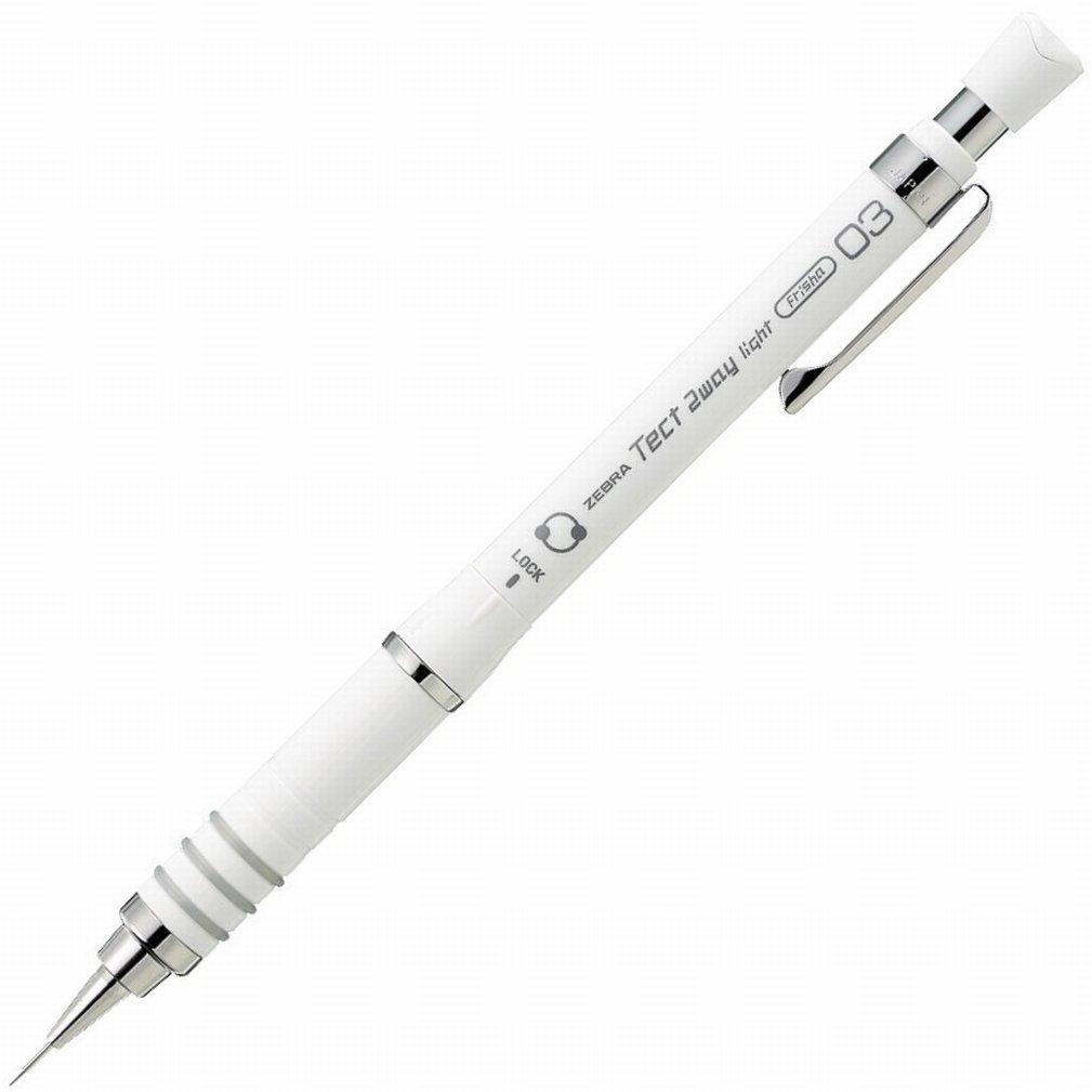 Zebra Mechanical Pencil, Tect 2way Light, 0.3mm, White (MAS42-W) White Body