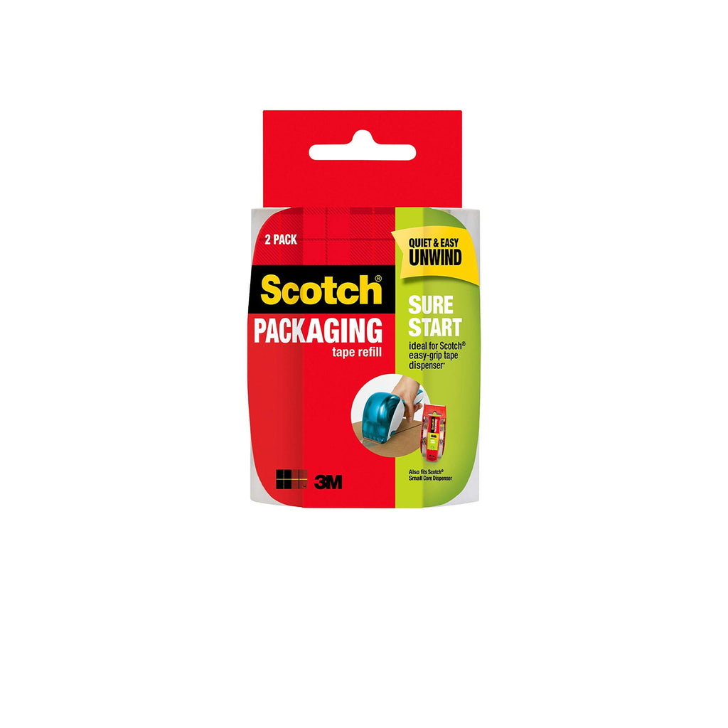 Scotch Sure Start Shipping Packaging Tape, 1.88" x 25 yd, Designed for Packing, Shipping and Mailing, No Splitting or Tearing, 1.5" Core, Clear, 2 Rolls (DP-1000-RR-2) 1Pack