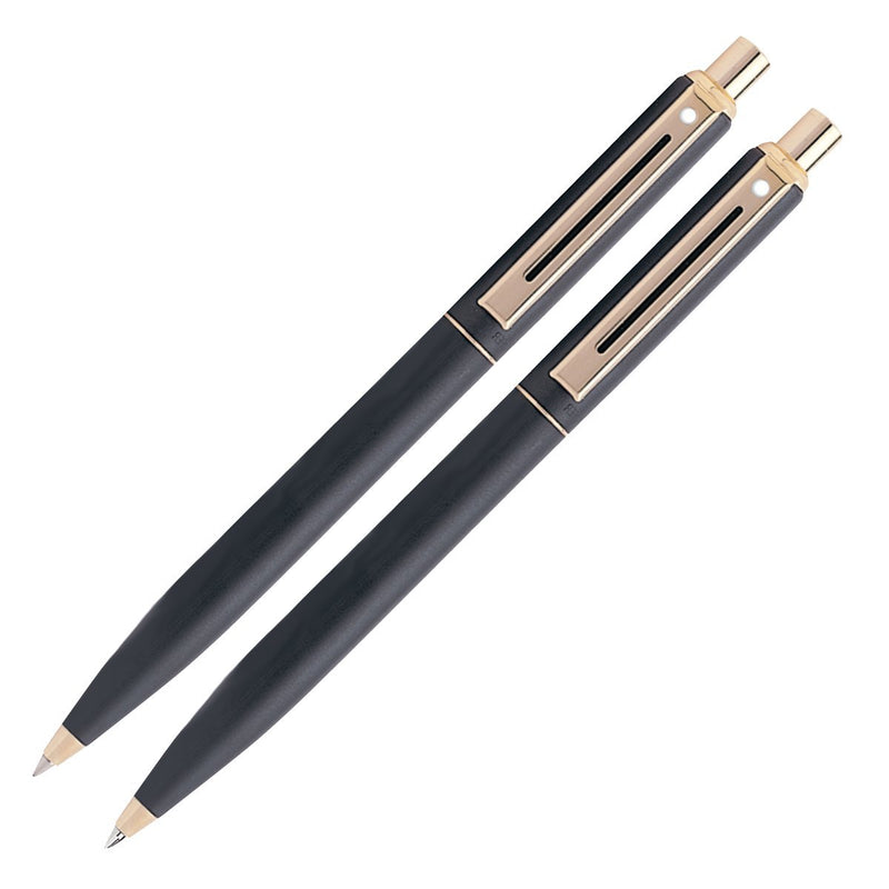 Sheaffer Sentinel Ballpoint Mechanical Pencil Set Matt Black - Gold Trim