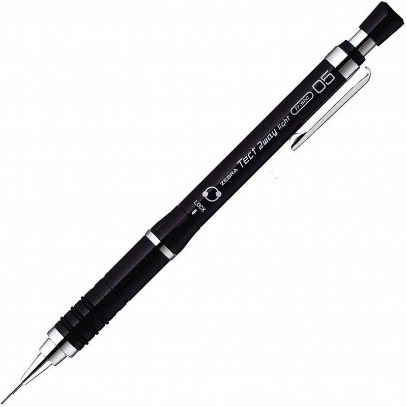 Zebra Mechanical Pencil, Tect 2way Light, 0.5mm, Pure Black (MA42-PBK) Black Body