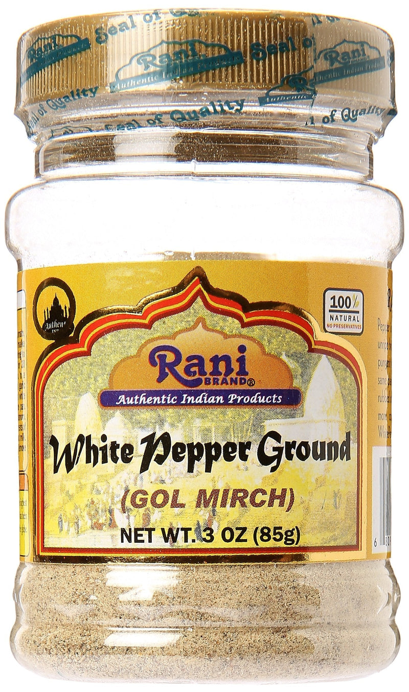 Rani White Pepper (Peppercorns) Ground, Spice 3oz (85g) ~ All Natural | Vegan | Gluten Friendly | NON-GMO | Indian Origin 3 Ounce (85g) - Ground